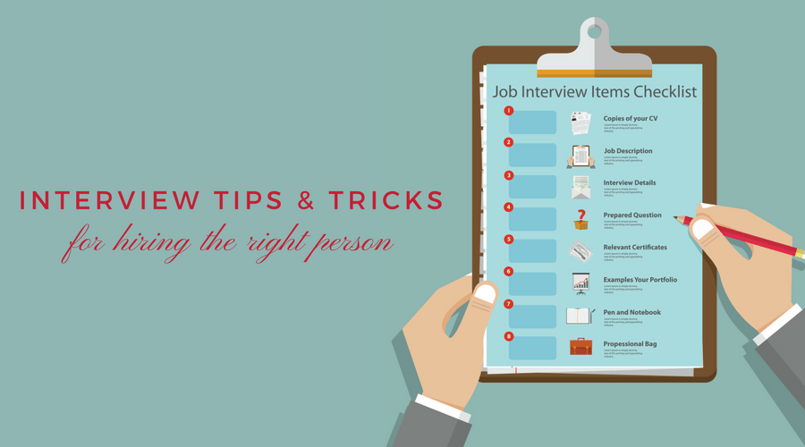 graphic of interview tips and tricks, essential job interview icons in flat design on clipboard