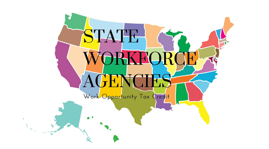 a us map and shows state workforce agencies, work opportunity tax credit