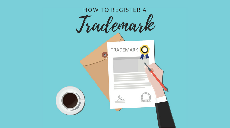 graphic of how to register a trademark, hand signing on contract of trademark with pen