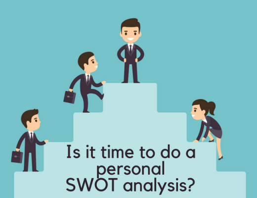 graphic of personal swot analysis, illustration of people climbing on stairs