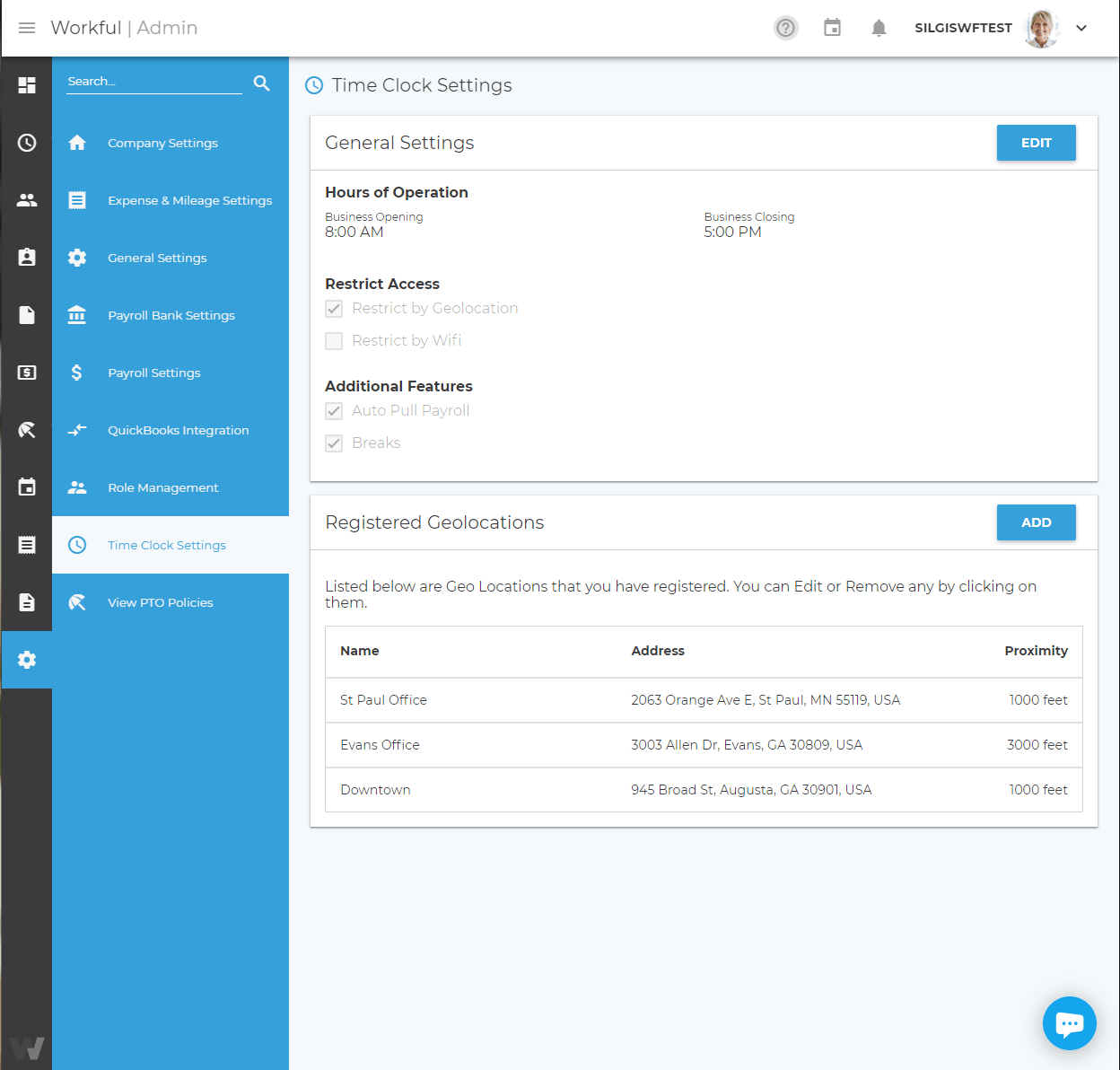 Screenshot of Workful© platform for employee time tracking