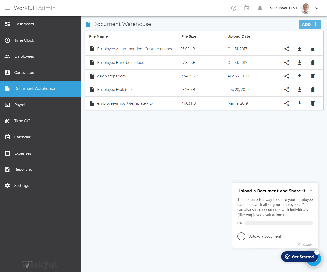 Screenshot of Workful© document management system